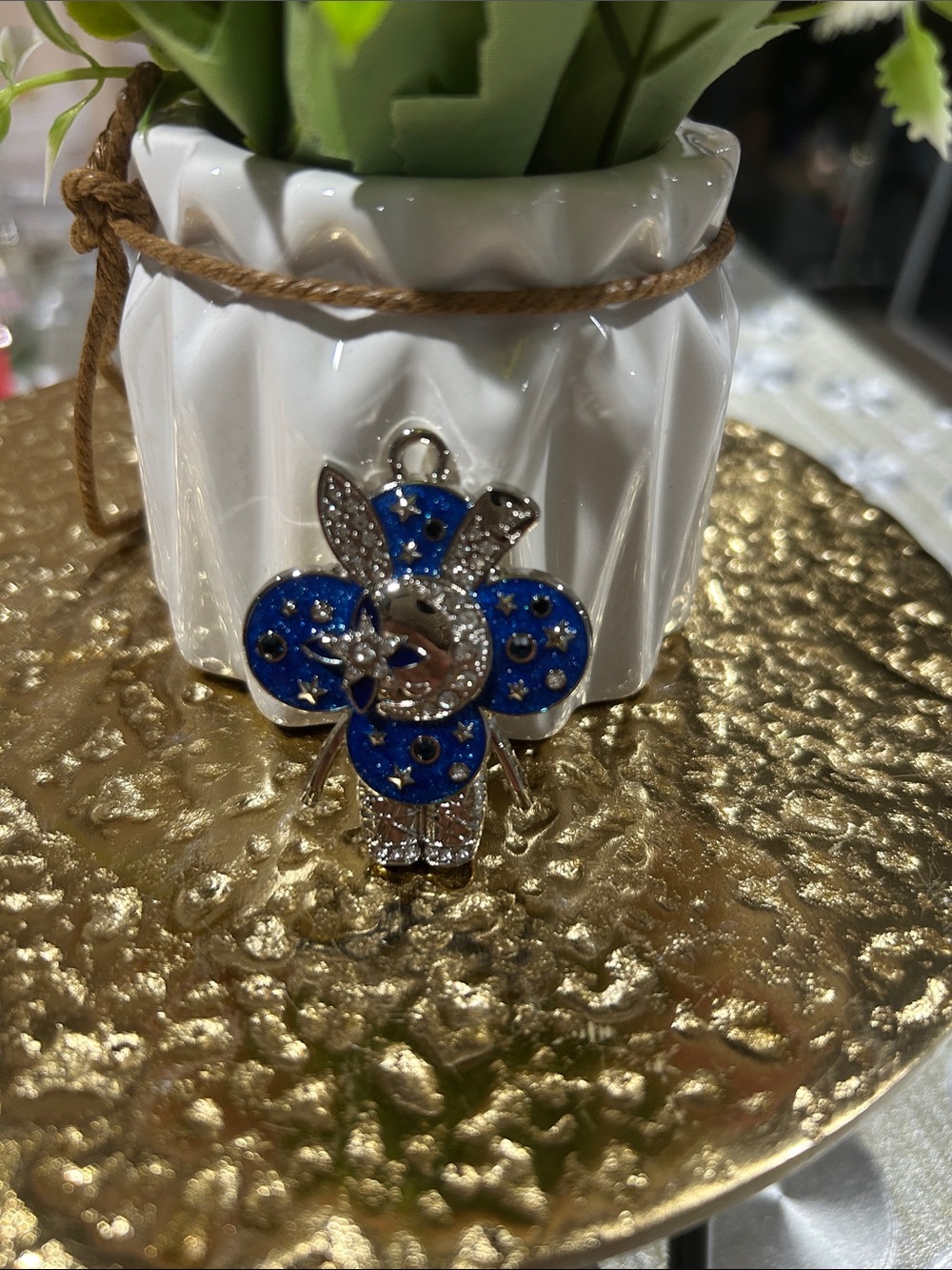 Blue Enamel & Crystal Vivi Charm Pendant